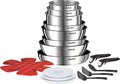 Tefal ingenio emotion on pan set - 20 pieces - suitable for all heat sources - stainless steel - induction pan set - stackable