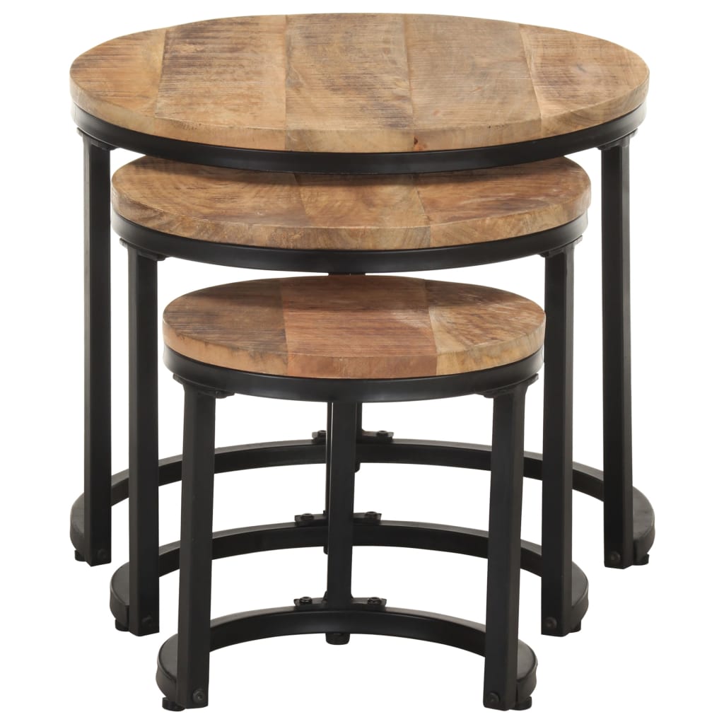 NNEVL Side Tables 3 pcs Rough Mango Wood-1
