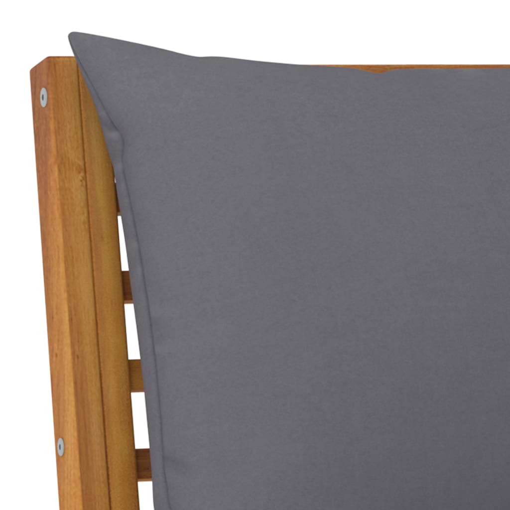 NNEVL Garden Bench 114.5 cm with Dark Grey Cushion Solid Acacia Wood-3