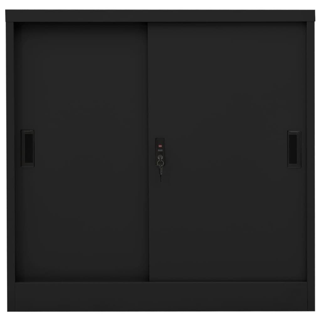 NNEVL Office Cabinet with Sliding Door Black 90x40x90 cm Steel