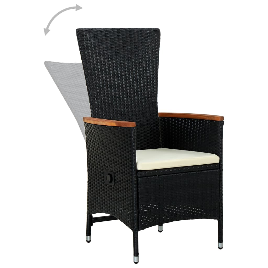 NNEVL 3 Piece Garden Dining Set with Cushions Black-3