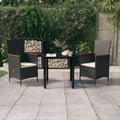 NNEVL 3 Piece Garden Dining Set with Cushions Black-0