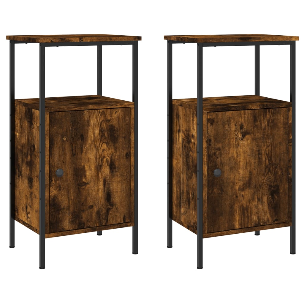 NNEVL Bedside Cabinets 2 pcs Smoked Oak 41x31x80 cm Engineered Wood-1