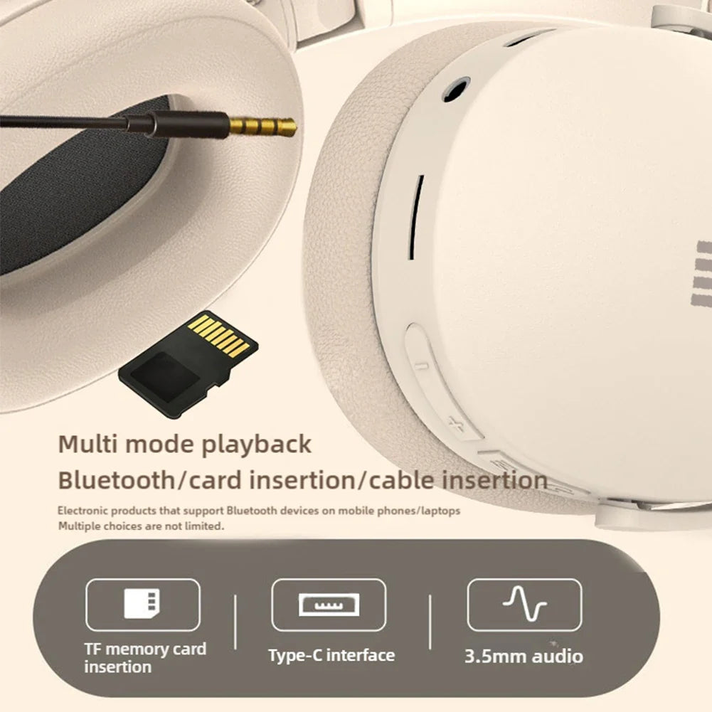 NNEOBA Wireless Bluetooth Over-Ear Headphone Beige-1