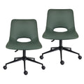 2 Set Office Desk Chair - PU Leather Home Swivel Chair Cut-Out Seat HALO GREEN-0